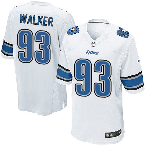 Men's Game Tyrunn Walker Nike Jersey White Road - #93 NFL Detroit Lions